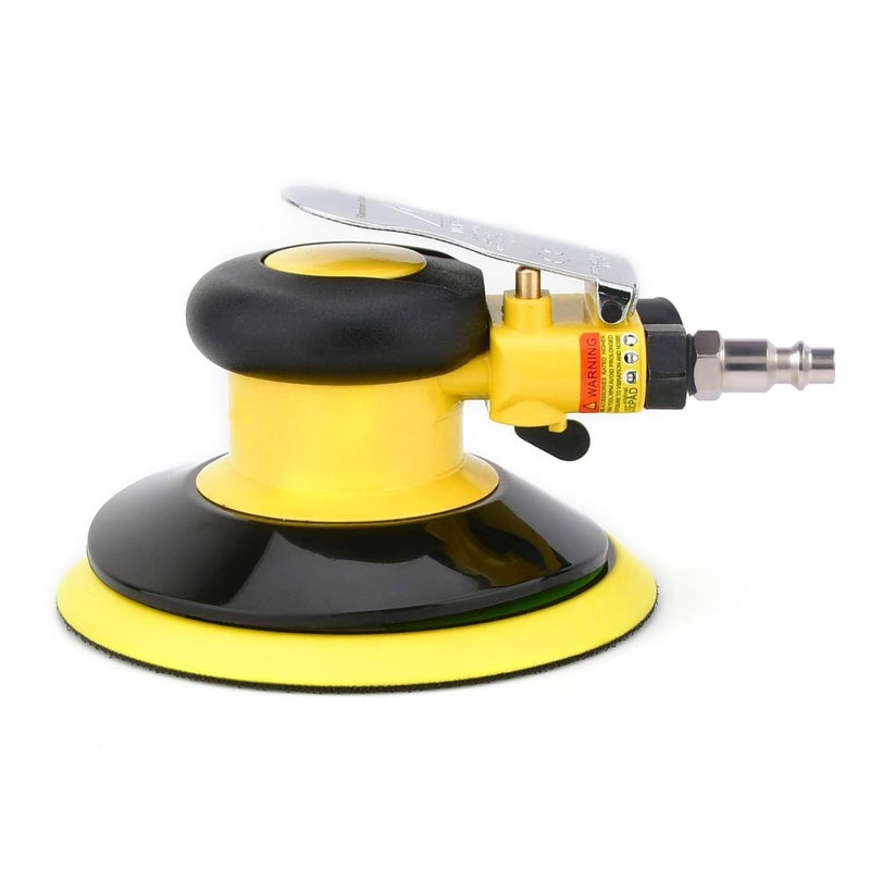 Gedu Professional Air Random Orbital Palm Sander, Dual Action Pneumatic Sander, Low Vibration, Heavy Duty â€¦ (6-inch Yellow) - Image 1